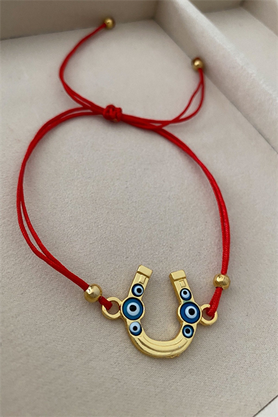 Kırmızı İpte Nazar Detay Nal Figür Halhal