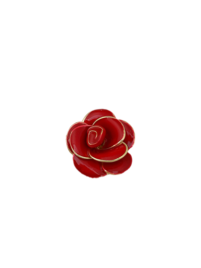 Kırmızı Mineli Çiçek Figür Broş