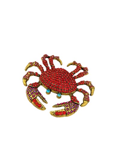 Kırmızı Taşlı Yengeç Broş