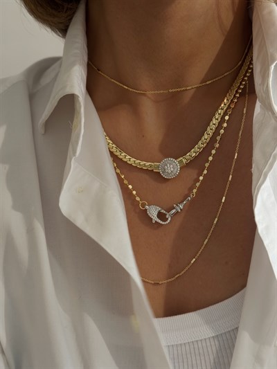 Klasik Zincir Elmas Model Kolye Kombini