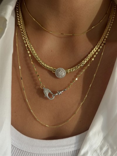 Klasik Zincir Elmas Model Kolye Kombini