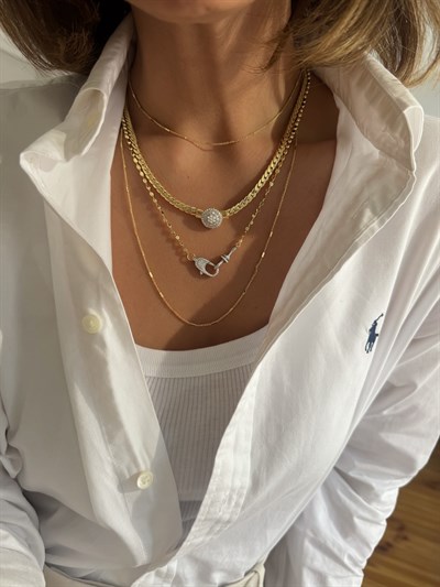 Klasik Zincir Elmas Model Kolye Kombini