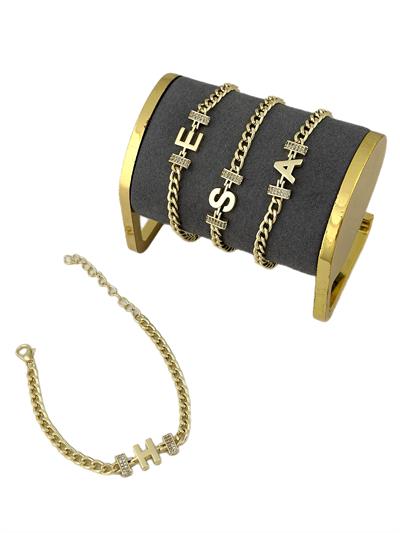 Klasik Zincirde Zirkon Taş Detay Harf Bileklik (19 Cm)