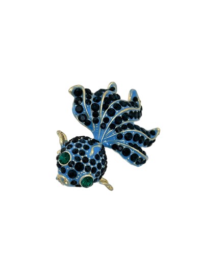 Lacivert Taşlı Balık Broş