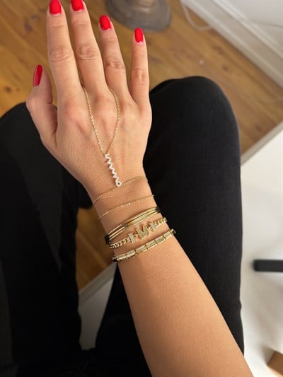 Lazer Kesim Desenli Ajda Model Üçlü Kelepçe Bileklik Kombini