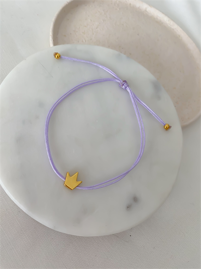 Lila İp Gold Plaka Taç Figür Bileklik