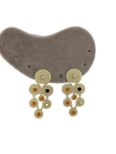 Mat Burgu Model Renkli Taşlı Sallantılı Küpe