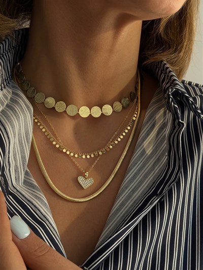 Mat Daire Plaka Kolye Kombini