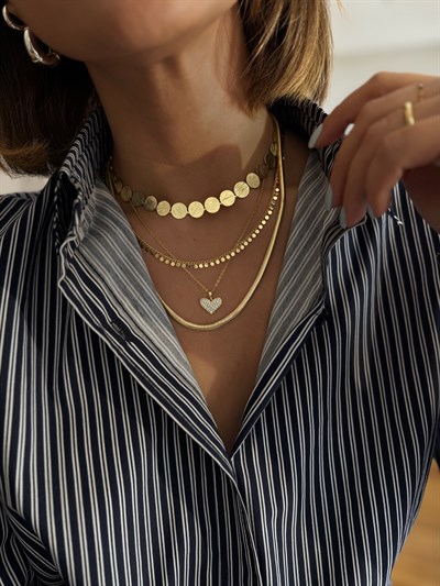 Mat Daire Plaka Kolye Kombini