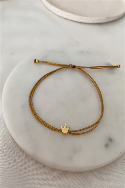 Minimal Plaka Taç Figür İp Bileklik