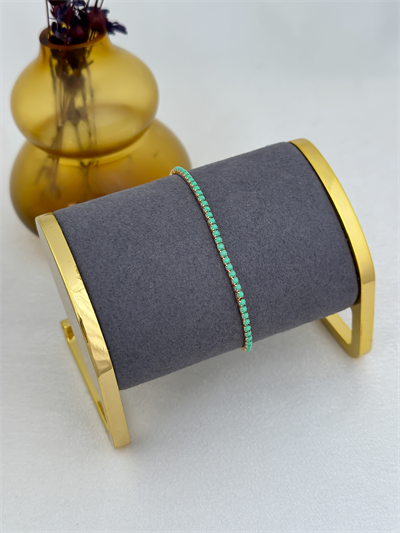 Mint Yeşili Zirkon Taşlı Lastikli Su Yolu Bileklik