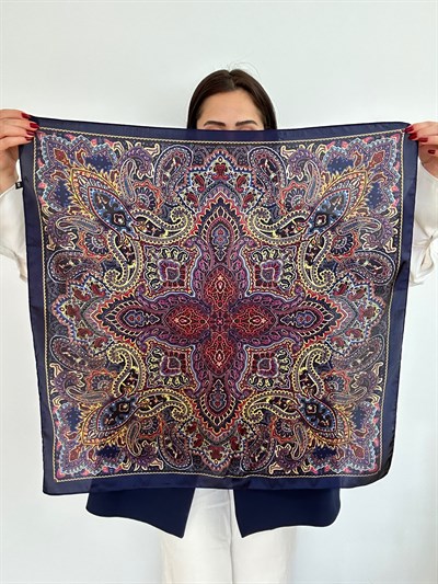 Mor Renk Detay Etnik Desen Fular (70 * 70)