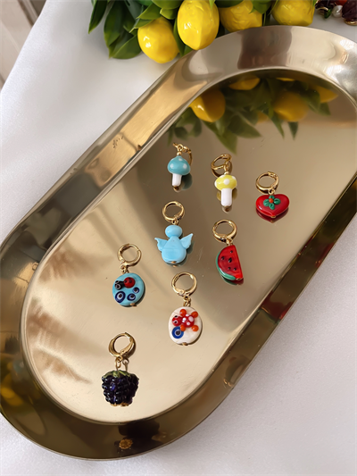 Murano Cam Taş Tekli Küpe