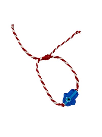 Murano Fatma Ana Eli Figür Nazar Detay Kırmızı Beyaz Asansörlü İp Bileklik