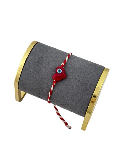 Murano Kalp Figür Nazar Detay Kırmızı Beyaz Asansörlü İp Bileklik