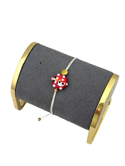 Murano Kardan Adam Figür Uç Beyaz İpte Asansörlü İp Bileklik