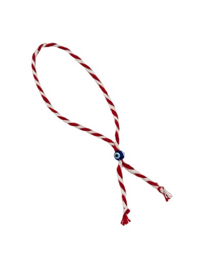Nazar Detay Kırmızı Beyaz Asansörlü Önden Ayarlama İp Bileklik