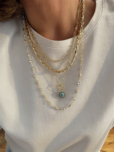 Nazar Topçuk Kolye Kombini