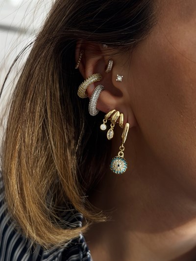 Nazar Topçuk Küpe Kombini