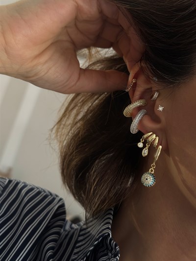 Nazar Topçuk Küpe Kombini