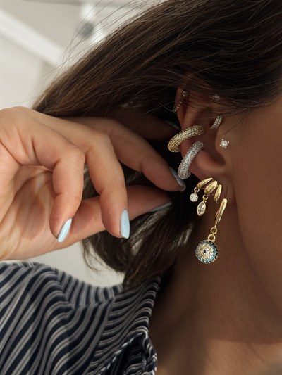 Nazar Topçuk Küpe Kombini