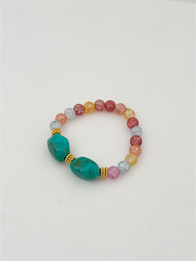 Necef Taşı Sıralı Firuze Taş Detay Lastikli Bileklik