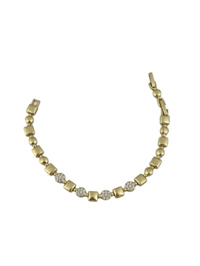 Öze Seri Daire Zirkon Taşlı Kare Plaka Sıralı Bileklik ( 19 Cm )