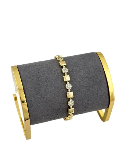 Öze Seri Daire Zirkon Taşlı Kare Plaka Sıralı Bileklik ( 19 Cm )