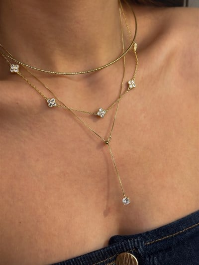 Özel Seri 14 K Altın Kaplama Tel Choker Kolye Kombini