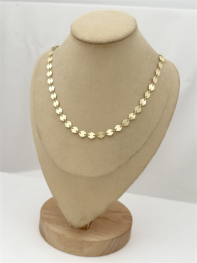 Özel Seri Altıgen Pul Plaka Sıralı Kolye (61 Cm)