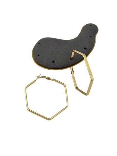 Özel Seri Altıgen Yassı Plaka Halka Küpe (Büyük Boy : 4.6 Cm)