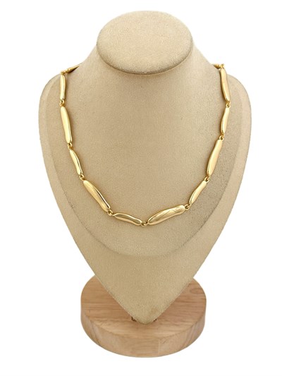 Özel Seri Asimetrik Gold Renk Uzun Oval Plaka Tasarım Kolye ( 49 Cm )