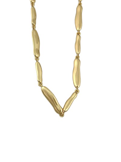Özel Seri Asimetrik Gold Renk Uzun Oval Plaka Tasarım Kolye ( 49 Cm )