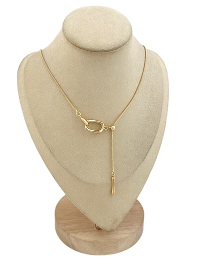 Özel Seri Asimetrik Halka ve Çubuk Detay Asansörlü Dekolte Y Kolye