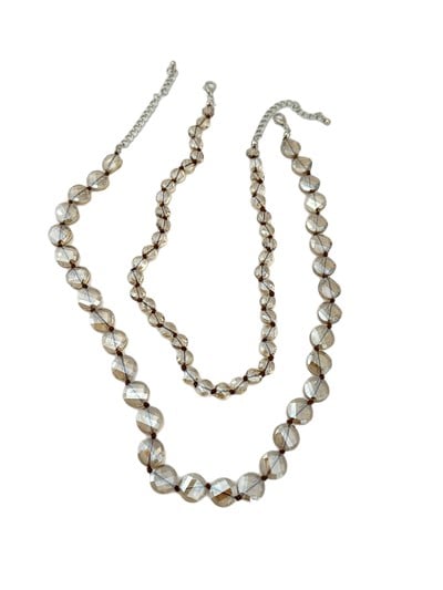 Özel Seri Asimetrik Kristal Taşlı İkili Marka Kolye ( 55 - 60 Cm )