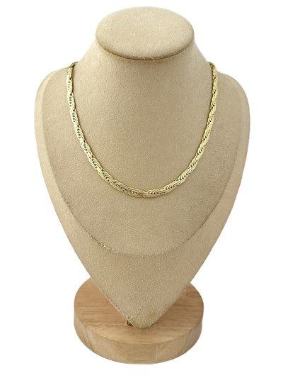 Özel Seri Asimetrik Plaka Geçişli Hasır Görünüm Zincir Kolye ( 52 Cm )