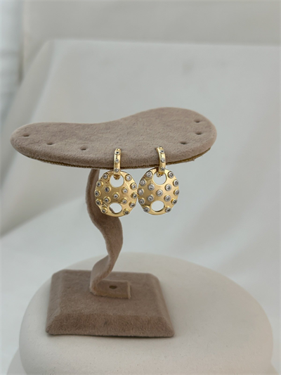 Özel Seri Asimetrik Plaka Üzeri Nokta Taş Sıralı Mini Halka Küpe