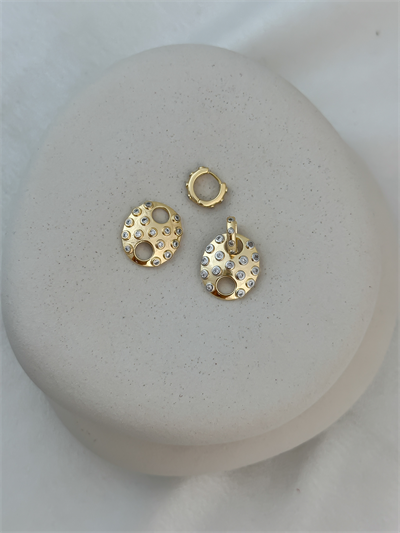 Özel Seri Asimetrik Plaka Üzeri Nokta Taş Sıralı Mini Halka Küpe