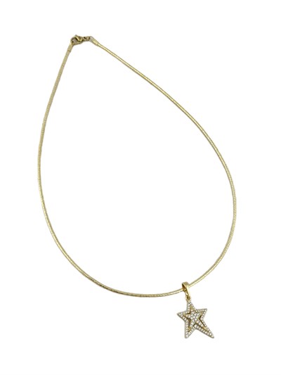 Özel Seri Asimetrik Yıldız Zirkon Taş Detay Tel Choker Kolye ( 42 Cm )