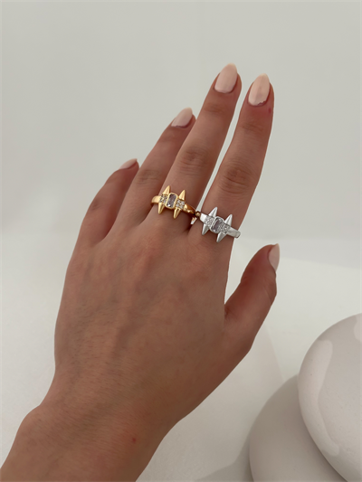 Özel Seri Baget Taşlı Çivi Model Ayarlanabilir Yüzük