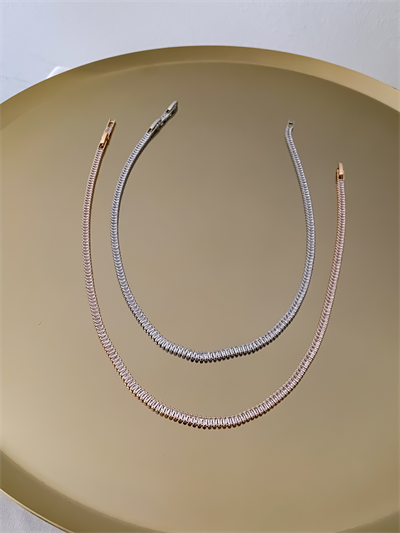 Özel Seri Baget Taşlı Mini İnce Su Yolu Kolye (38cm).