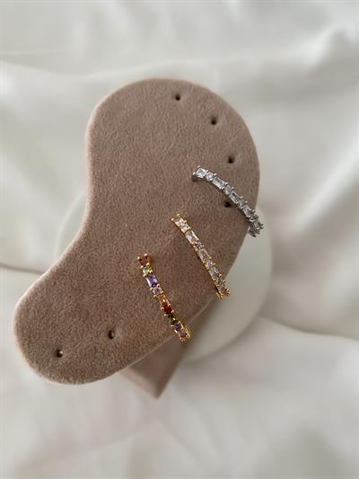 Özel Seri Baget Taşlı Oval Yay Model Tasarım Küpe