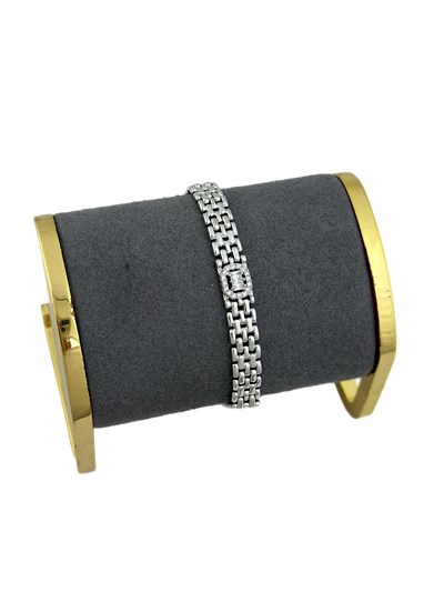 Özel Seri Baget Zirkon Taş Detay Hasır Zincir Bileklik ( 20 Cm )