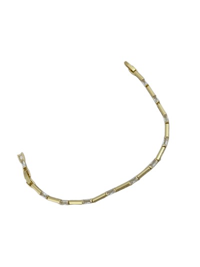 Özel Seri Baget Zirkon Taş ve Plaka Sıralı Bileklik ( 19 Cm )