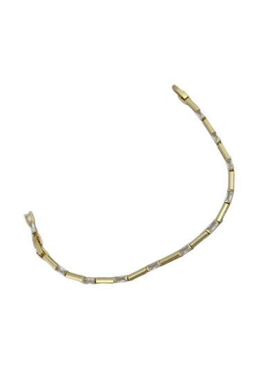 Özel Seri Baget Zirkon Taş ve Plaka Sıralı Bileklik ( 19 Cm )