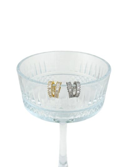 Özel Seri Baget Zirkon Taşlı İkili Görünüm Kıkırdak Küpe