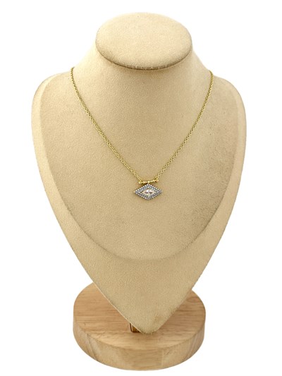 Özel Seri Baklava Dilim Görünüm Zirkon Taşlı Tasarım Kolye ( 48 Cm )