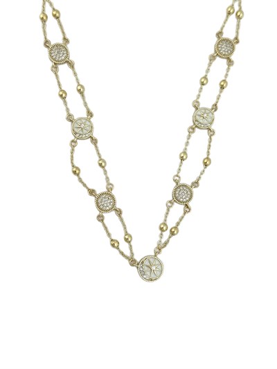 Özel Seri Beyaz Mineli Zirkon Taşlı Tasarım Kuzey Yıldız Kolye ( 53 Cm )