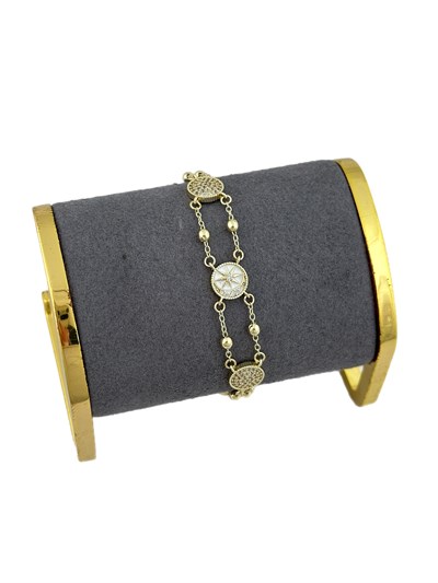 Özel Seri Beyaz Mineli Zirkon Taşlı Tasarım Kuzey Yıldız Bileklik ( 21 Cm )