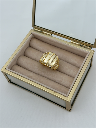 Özel Seri Bombeli Plaka Topçuk Sıra Detay Ayarlanabilir Yüzük